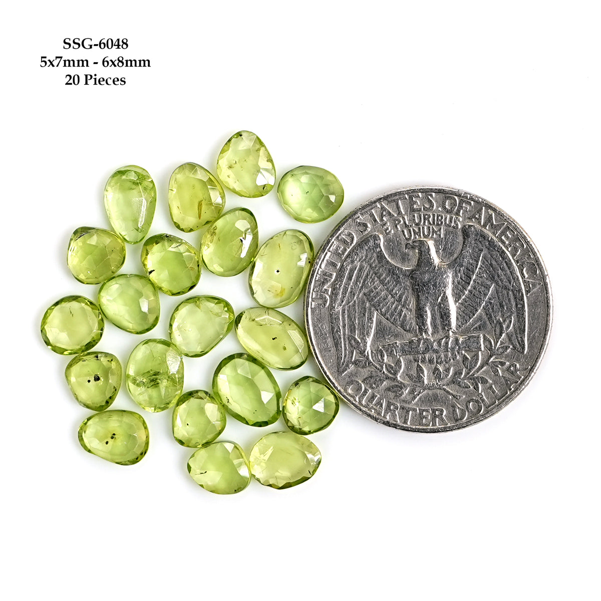 Natural Peridot Freeform Green Gemstones | Rose Cut Cabochons for Jewelry Making - 20 Pieces