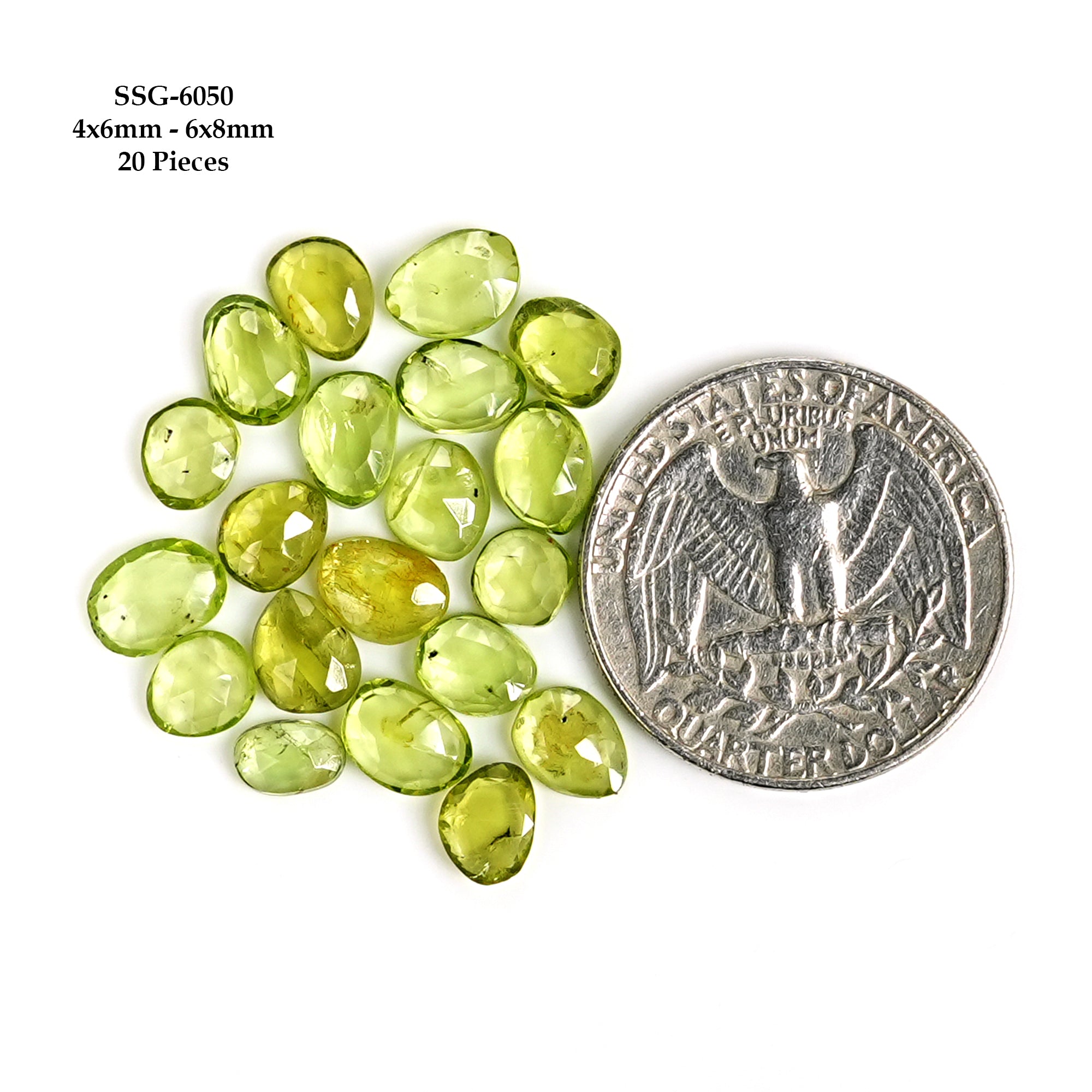 Natural Peridot Rose Cut Cabochon Freeform Flat Back Loose Gemstones for Jewelry Making - 20 Pieces