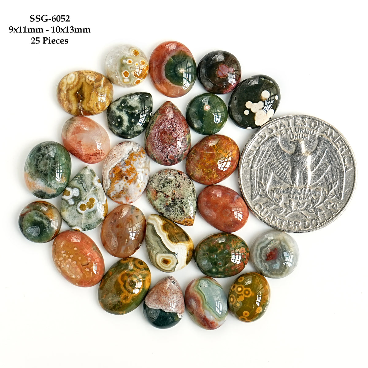 Ocean Jasper Cabochons Freeform | Natural Gemstones for Jewelry Making - 25 Pieces