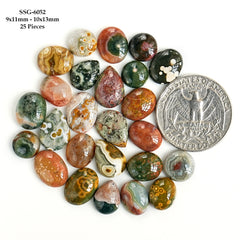 Ocean Jasper Cabochons Freeform | Natural Gemstones for Jewelry Making - 25 Pieces