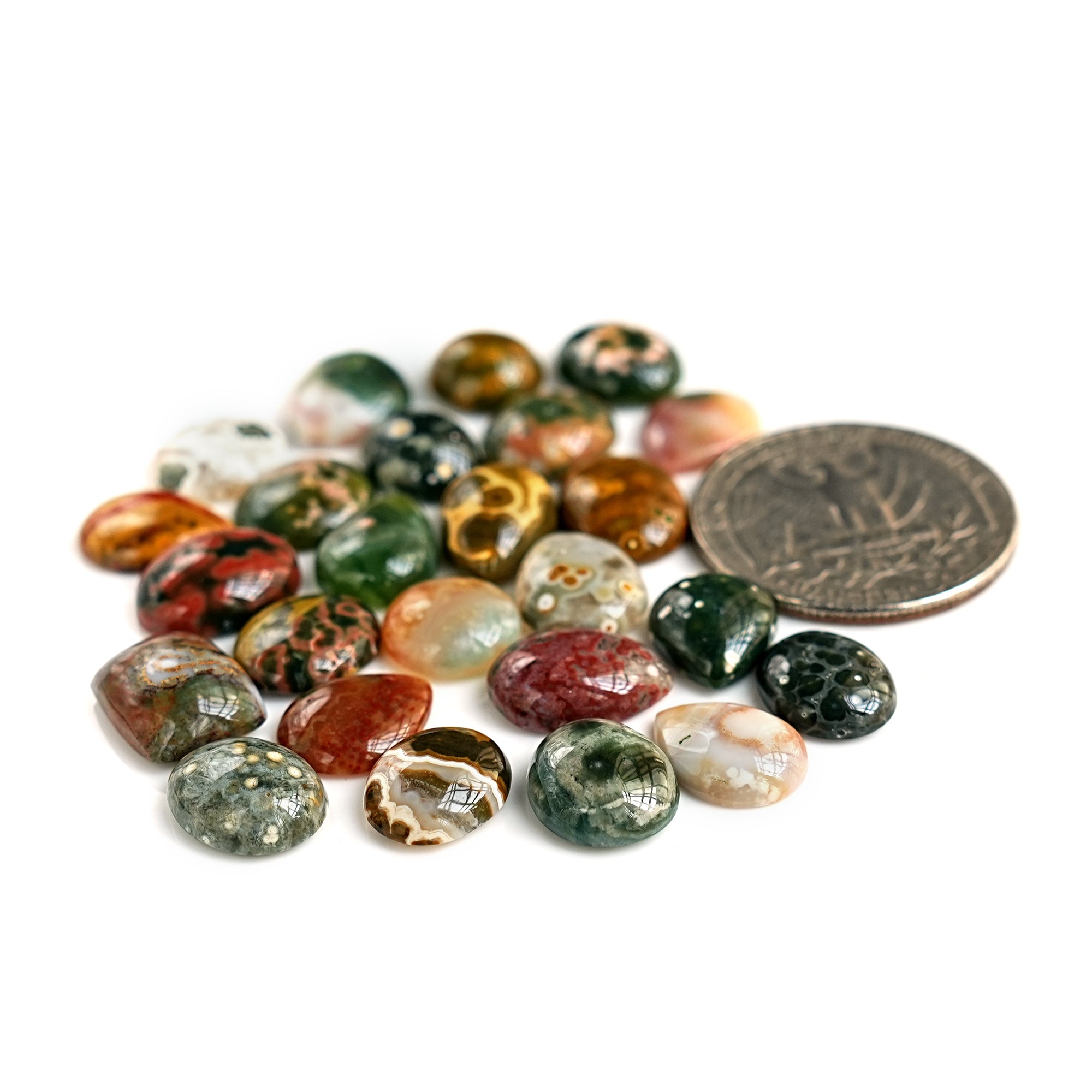 Ocean Jasper Cabochons Freeform | Natural Flatback Loose Gemstones for Jewelry Making - 20 Pieces