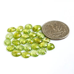 Peridot Rosecut Cabochons |  Freeform Natural Green Gemstones For Jewelry - 20 Pieces