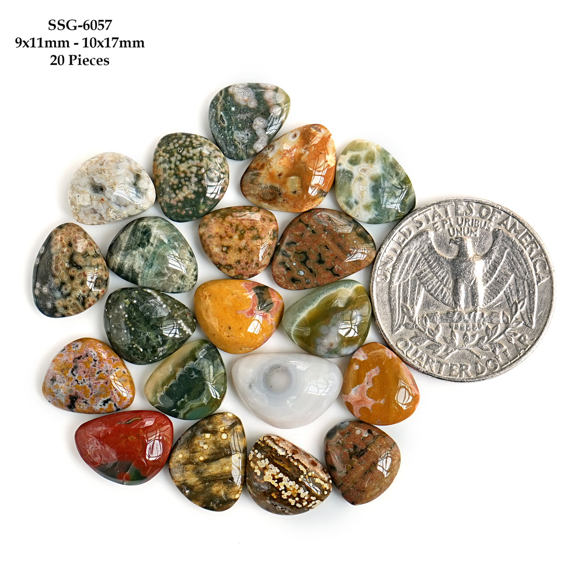 Ocean Jasper Cabochons Freeform | Natural Gemstones for Jewelry Making - 20 Pieces