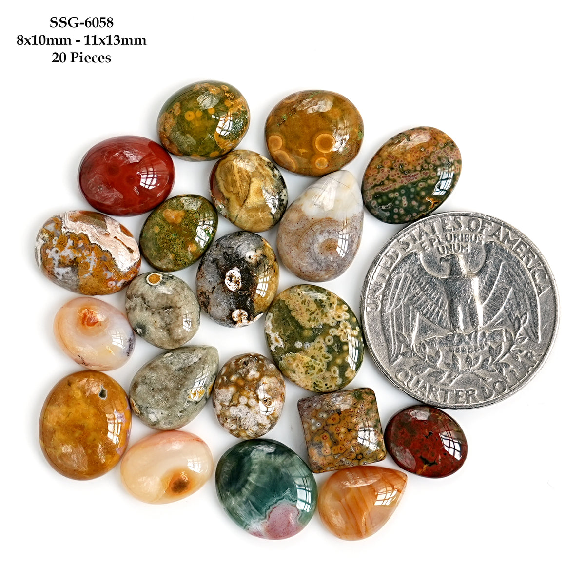 Ocean Jasper Cabochons Freeform | Natural Gemstones for Jewelry Making - 20 Pieces