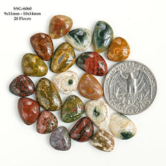 Ocean Jasper Cabochons | Polished Orbicular Jasper Stones for Jewelry - 20 Pieces
