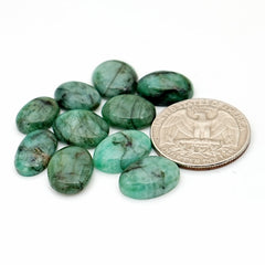 Natural Emerald Smooth Cabochons | Freeform Zambian Emerald Gemstone - 10 Pieces