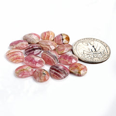 Natural Rhodochrosite Rose Cut Cabochons | Freeform Pink Gemstones for Jewelry Making - 15 Pieces