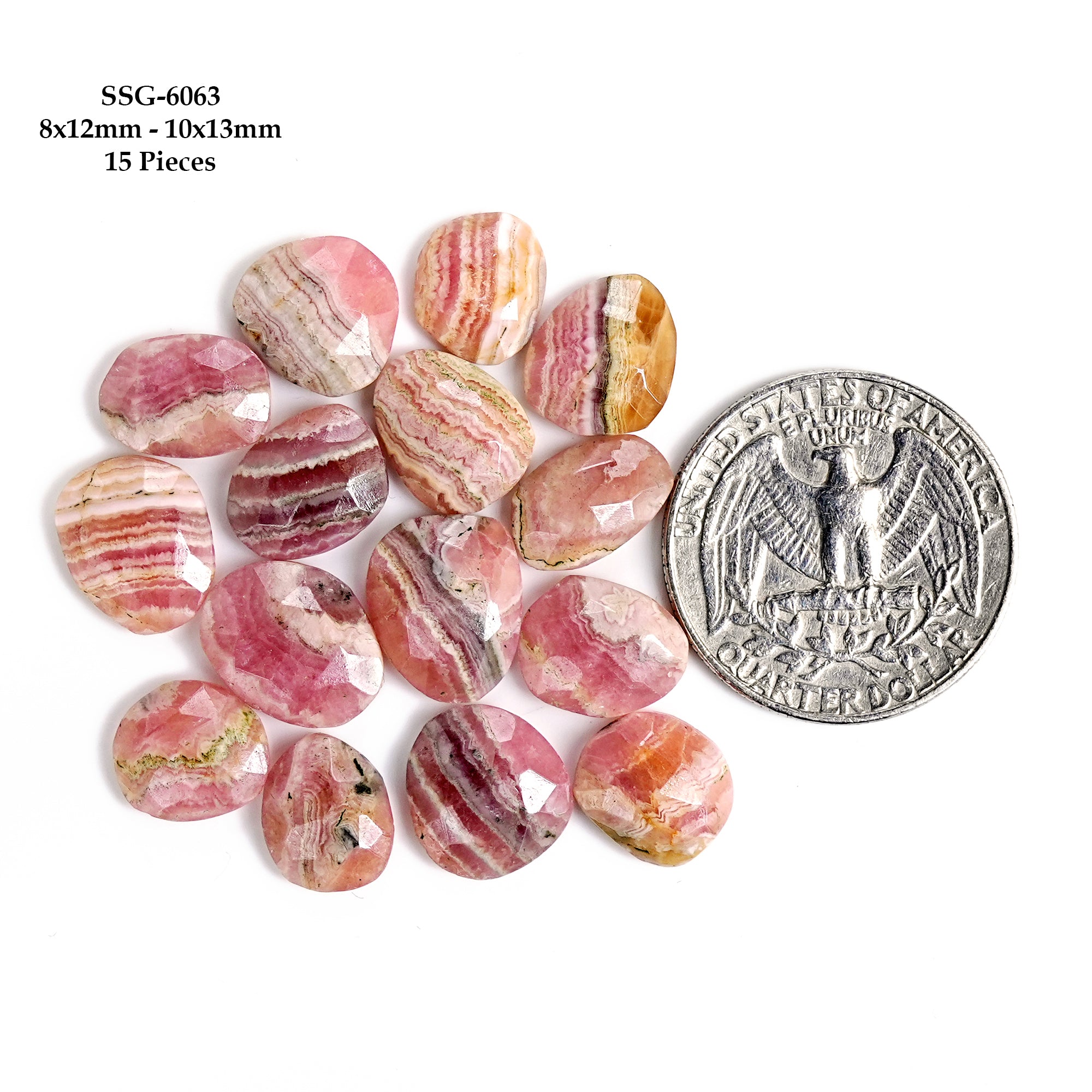 Natural Rhodochrosite Rose Cut Cabochons | Freeform Pink Gemstones for Jewelry Making - 15 Pieces