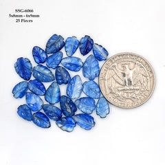 Blue Kyanite Carved Leaf Shaped Cabochons | Handcrafted Flashy Gemstones for Jewelry - 25 pieces