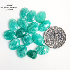 Amazonite Rose Cut Cabochons | Natural Gemstones for Jewelry Making - 15 Pieces