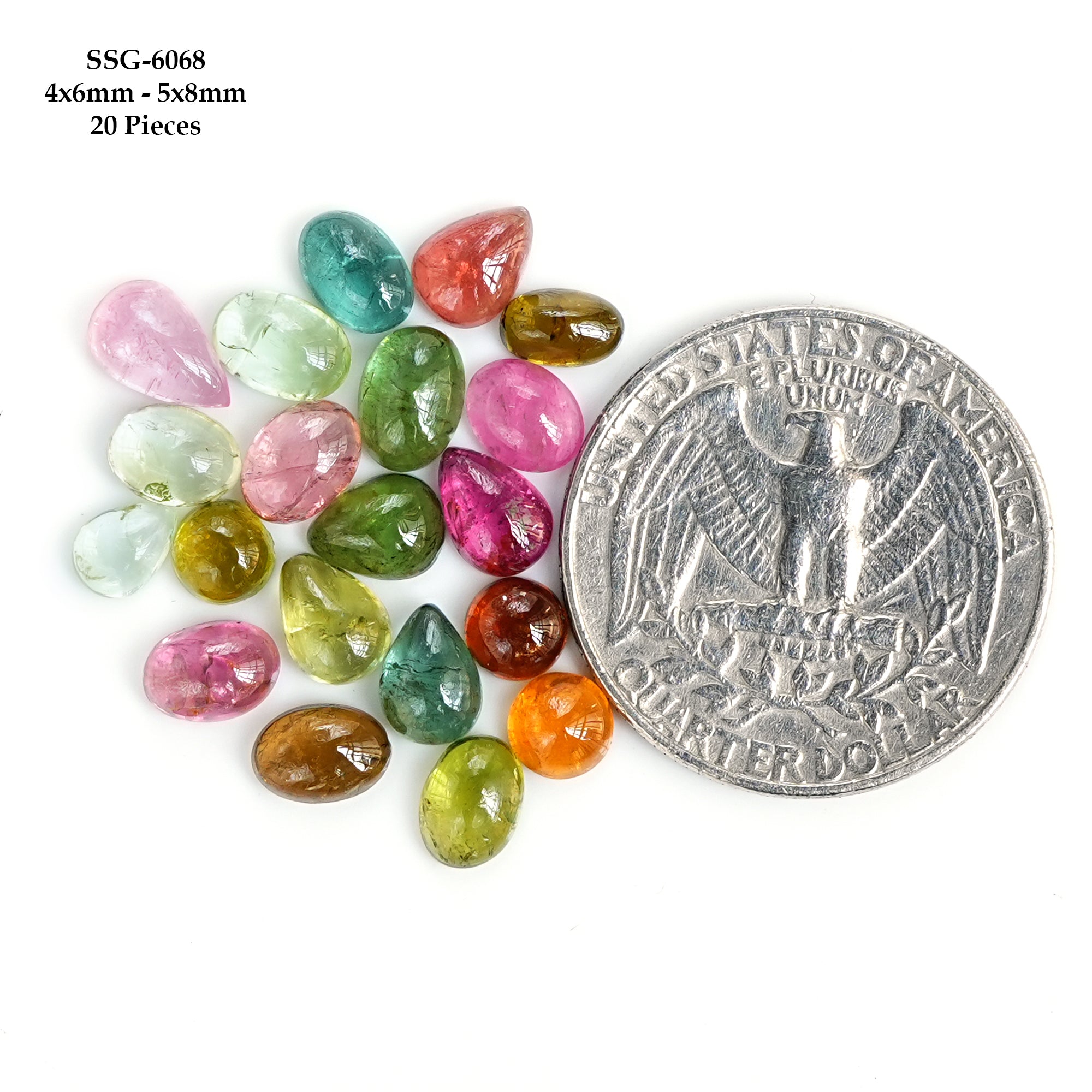 Natural Tourmaline Cabochons | Multi Freeform Loose Gemstones For Jewelry Making - 20 Pieces