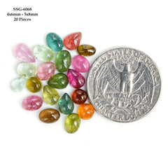 Natural Tourmaline Cabochons | Multi Freeform Loose Gemstones For Jewelry Making - 20 Pieces