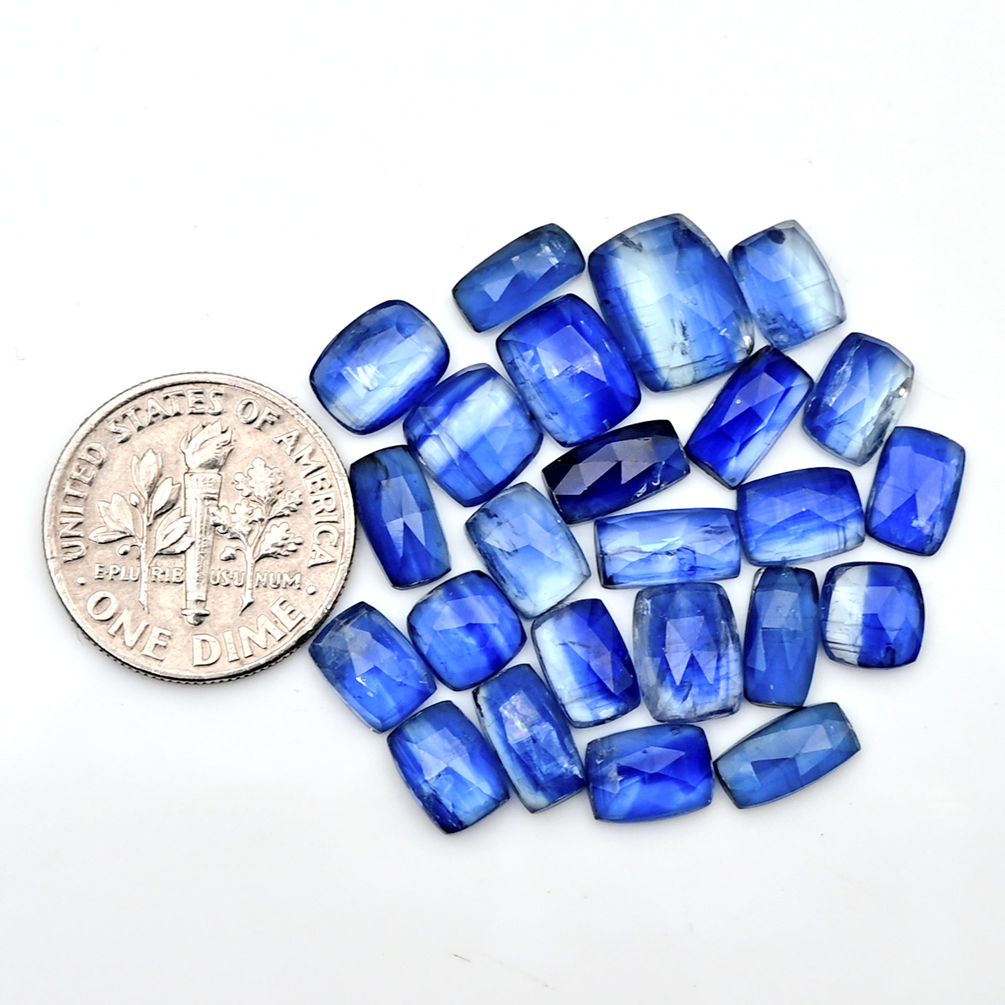 Blue Kyanite Rose Cut Cabochon | Natural Flatback Loose Gemstones for Jewelry Making - 24 pieces