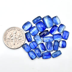 Blue Kyanite Rose Cut Cabochon | Natural Flatback Loose Gemstones for Jewelry Making - 24 pieces