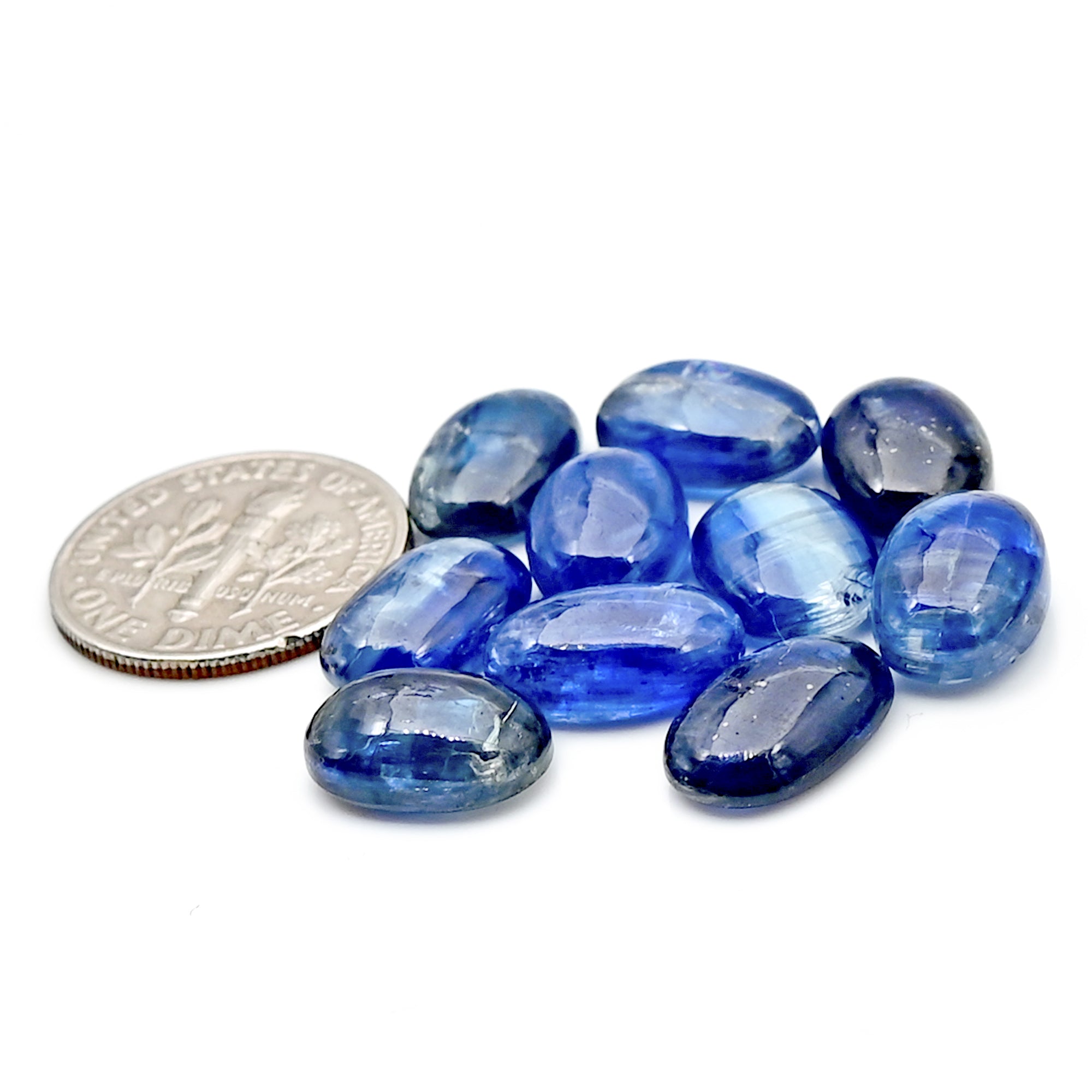 Blue Kyanite Cabochon | Natural Flatback Loose Gemstones for Jewelry Making - 10 Pieces