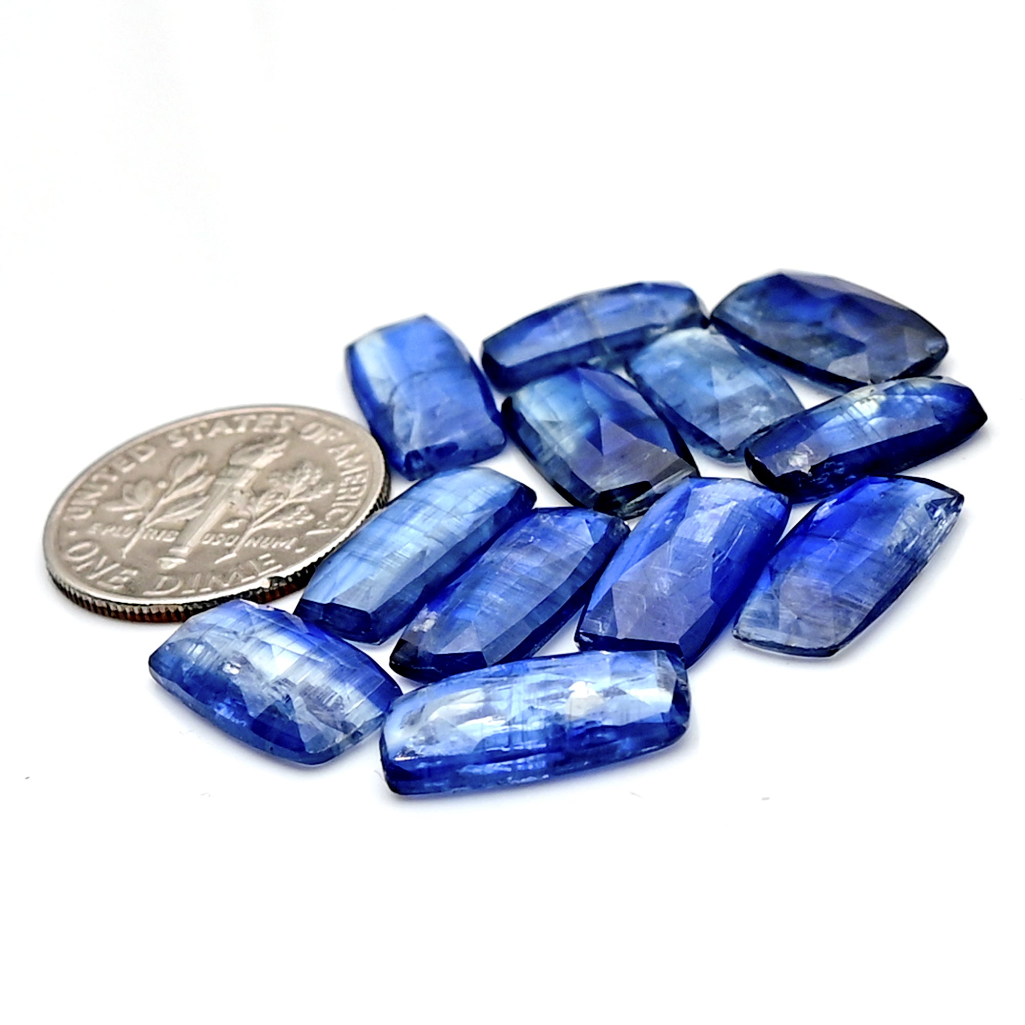 Blue Kyanite Rose Cut Cabochon | Natural Flatback Loose Gemstones for Jewelry Making - 12 pieces