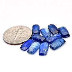 Blue Kyanite Rose Cut Cabochon | Natural Flatback Loose Gemstones for Jewelry Making - 12 pieces