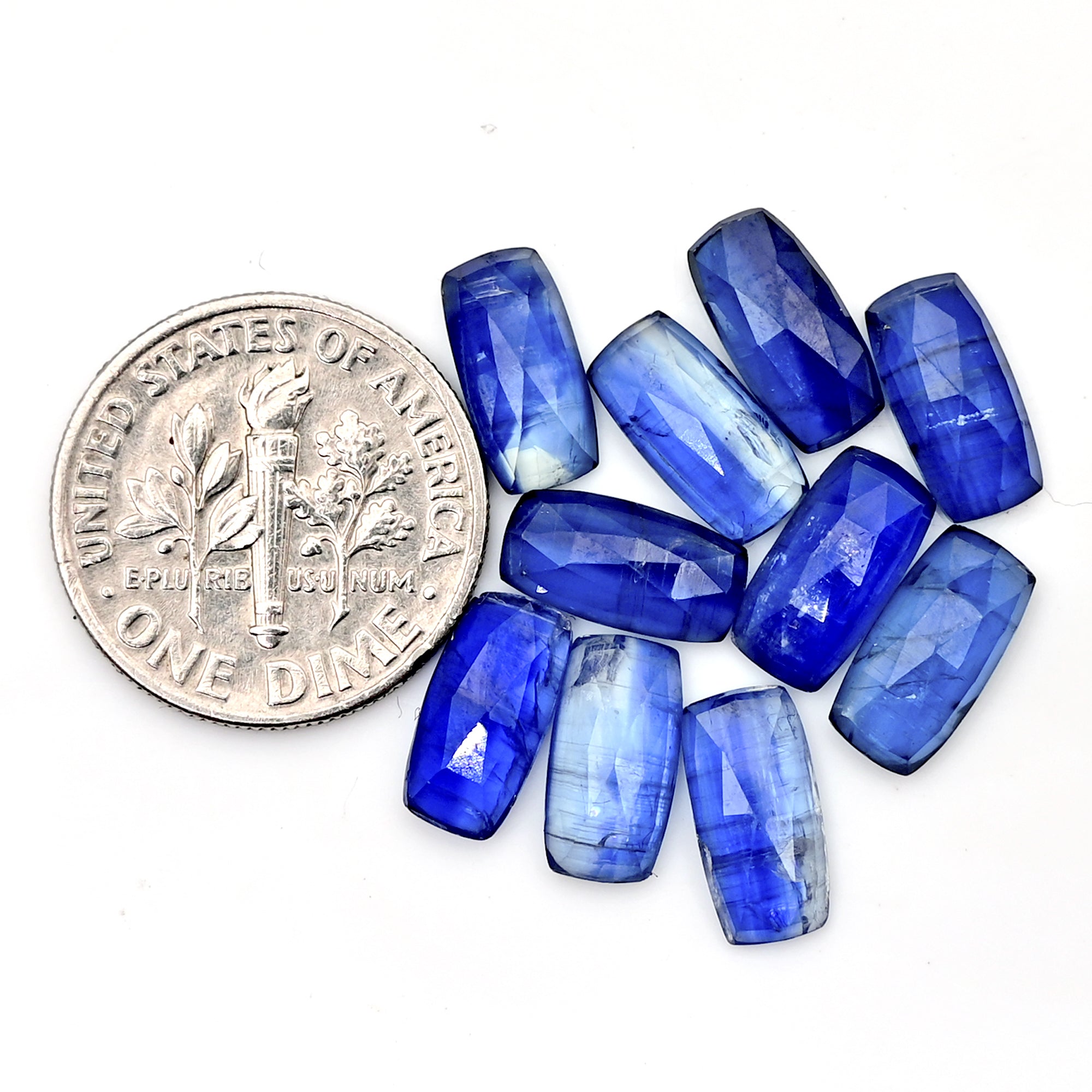 Blue Kyanite Rose Cut Cabochon | Natural Flatback Loose Gemstones for Jewelry Making - 12 pieces