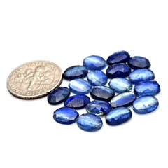 Blue Kyanite Rose Cut Cabochon | Natural Flatback Loose Gemstones for Jewelry Making - 19 pieces