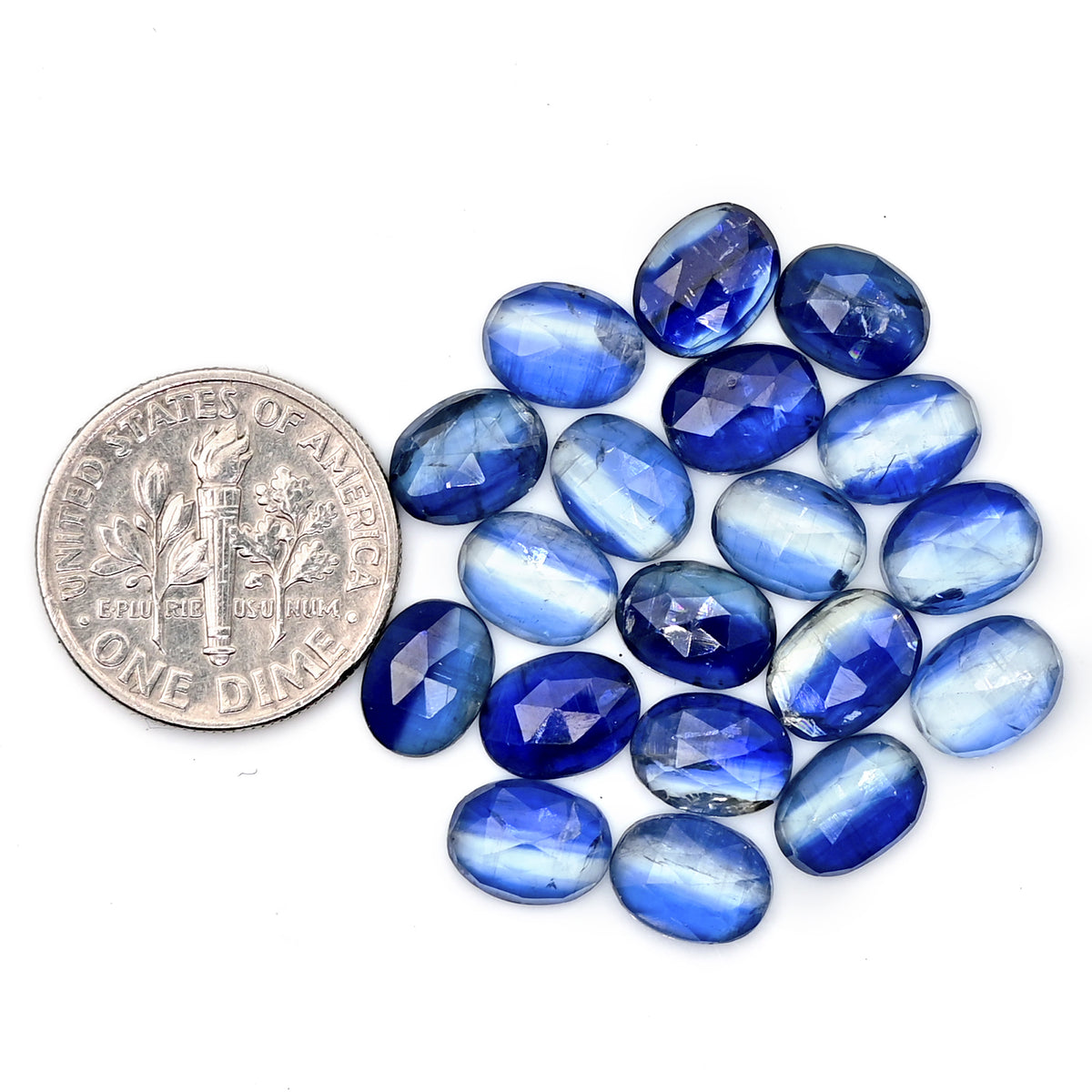 Blue Kyanite Rose Cut Cabochon | Natural Flatback Loose Gemstones for Jewelry Making - 19 pieces