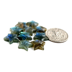 Labradorite Star Carved  Cabochon | Natural Flatback Loose Gemstones for Jewelry Making - 10 Pieces