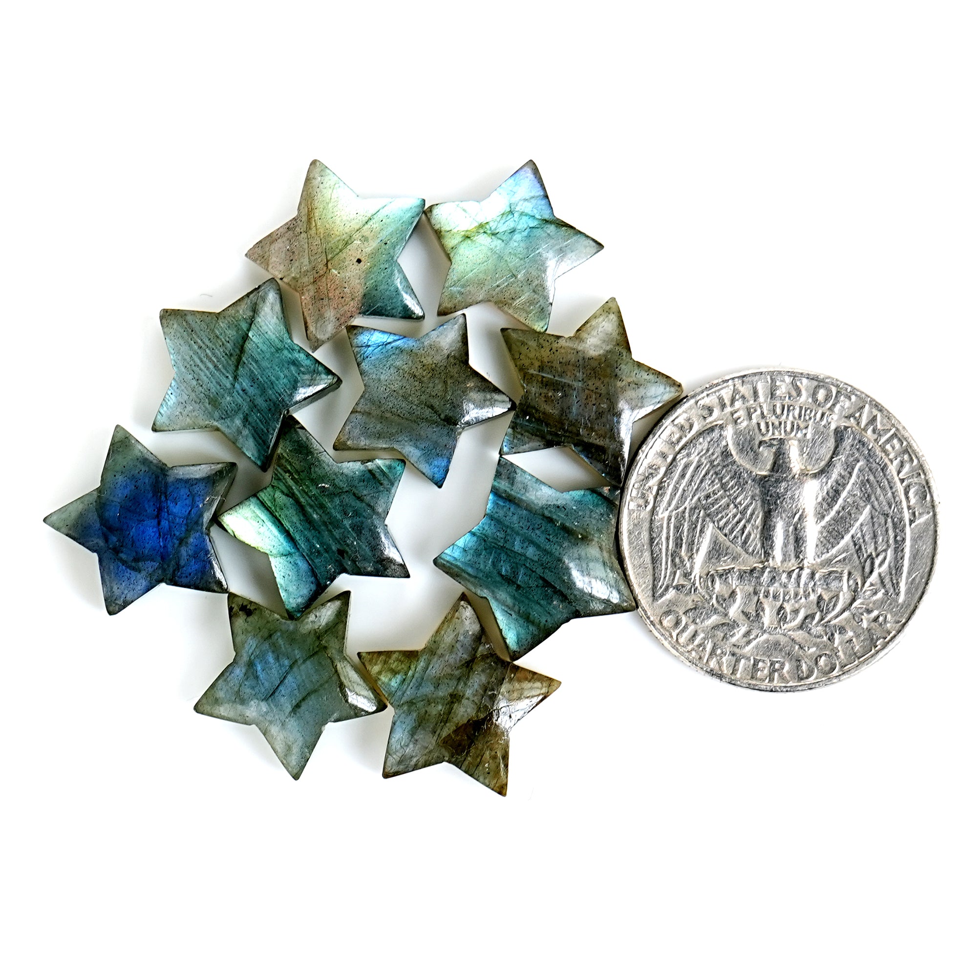 Labradorite Star Carved  Cabochon | Natural Flatback Loose Gemstones for Jewelry Making - 10 Pieces