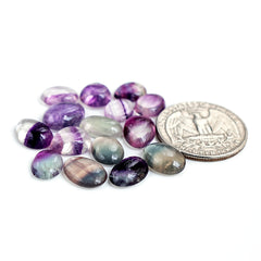 Fluorite Cabochon | Natural Flatback Loose Gemstones for Jewelry Making - 15 Pieces