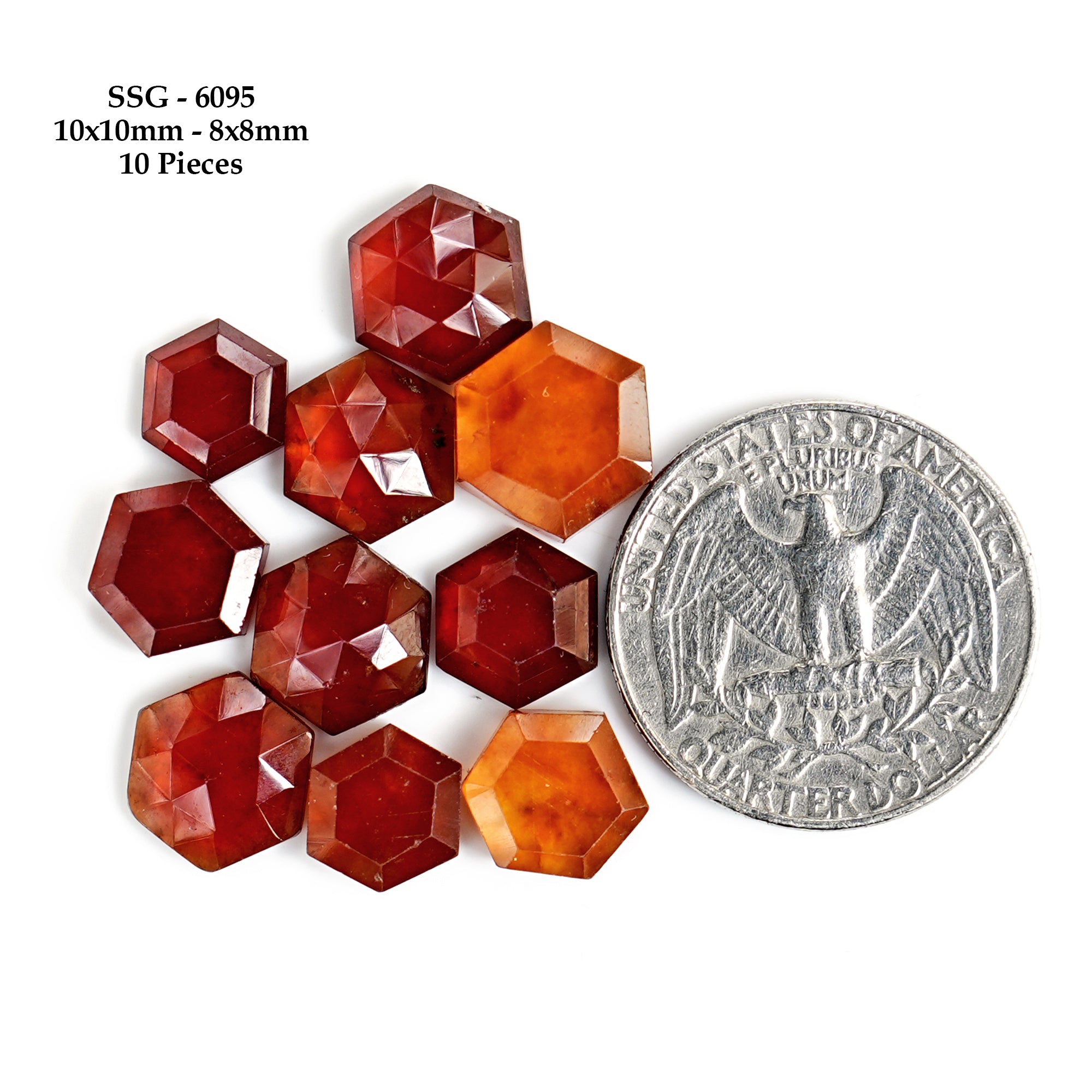 Hessonite Garnet Rose Cut Cabochon | Natural Flatback Loose Gemstone for Jewelry Making - 10 Pieces