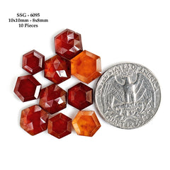 Hessonite Garnet Rose Cut Cabochon | Natural Flatback Loose Gemstone for Jewelry Making - 10 Pieces