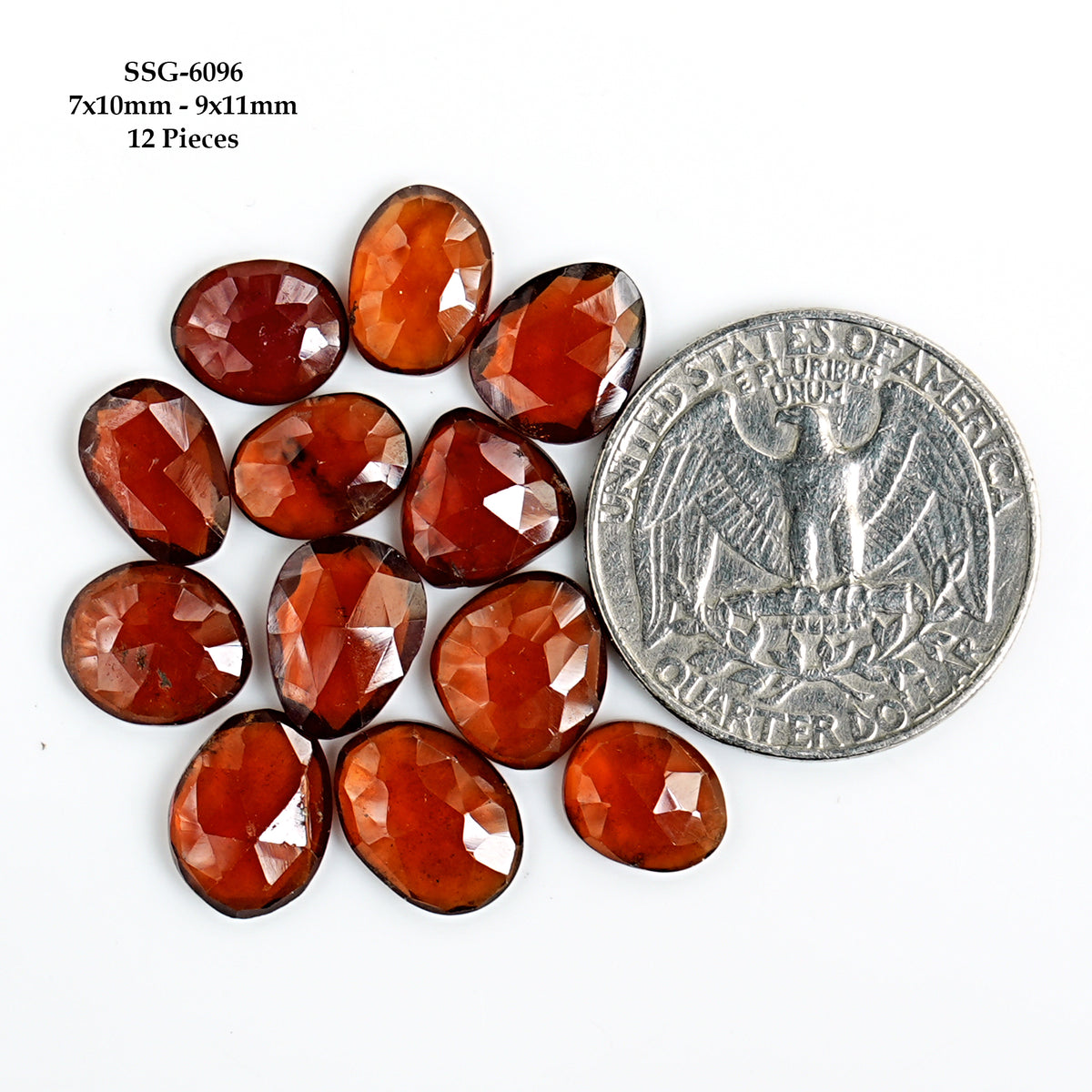 Hessonite Garnet Rose Cut Cabochon | Natural Flatback Loose Gemstone for Jewelry Making - 12 Pieces