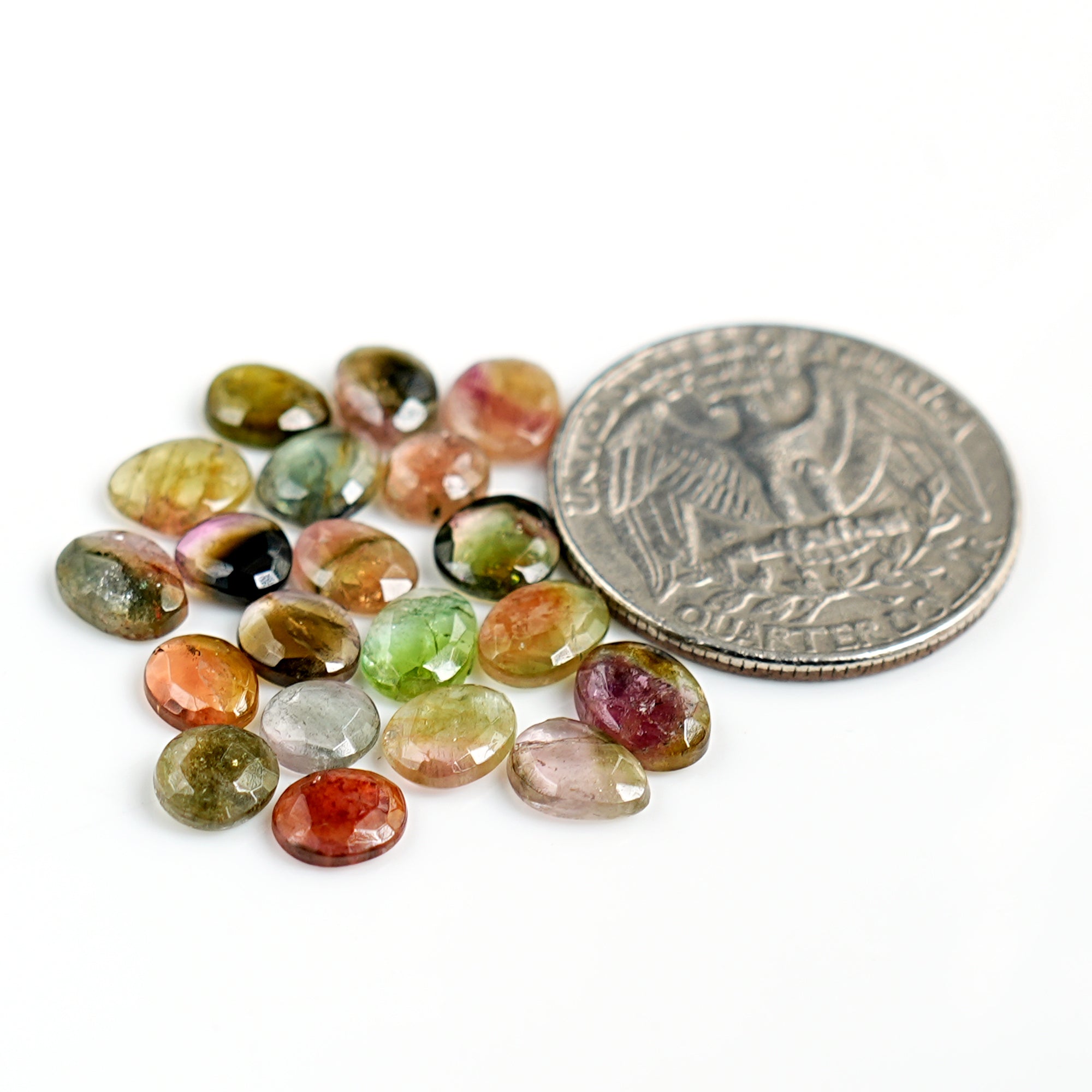 Natural Tourmaline Rose Cut Cabochon | Multi Freeform Loose Gemstones For Jewelry Making - 20 Pieces