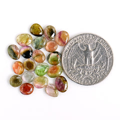 Natural Tourmaline Rose Cut Cabochon | Multi Freeform Loose Gemstones For Jewelry Making - 20 Pieces