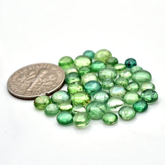 Green Kyanite Round Cabochon | Natural Flatback Loose Gemstones for Jewelry Making - 39 Pieces