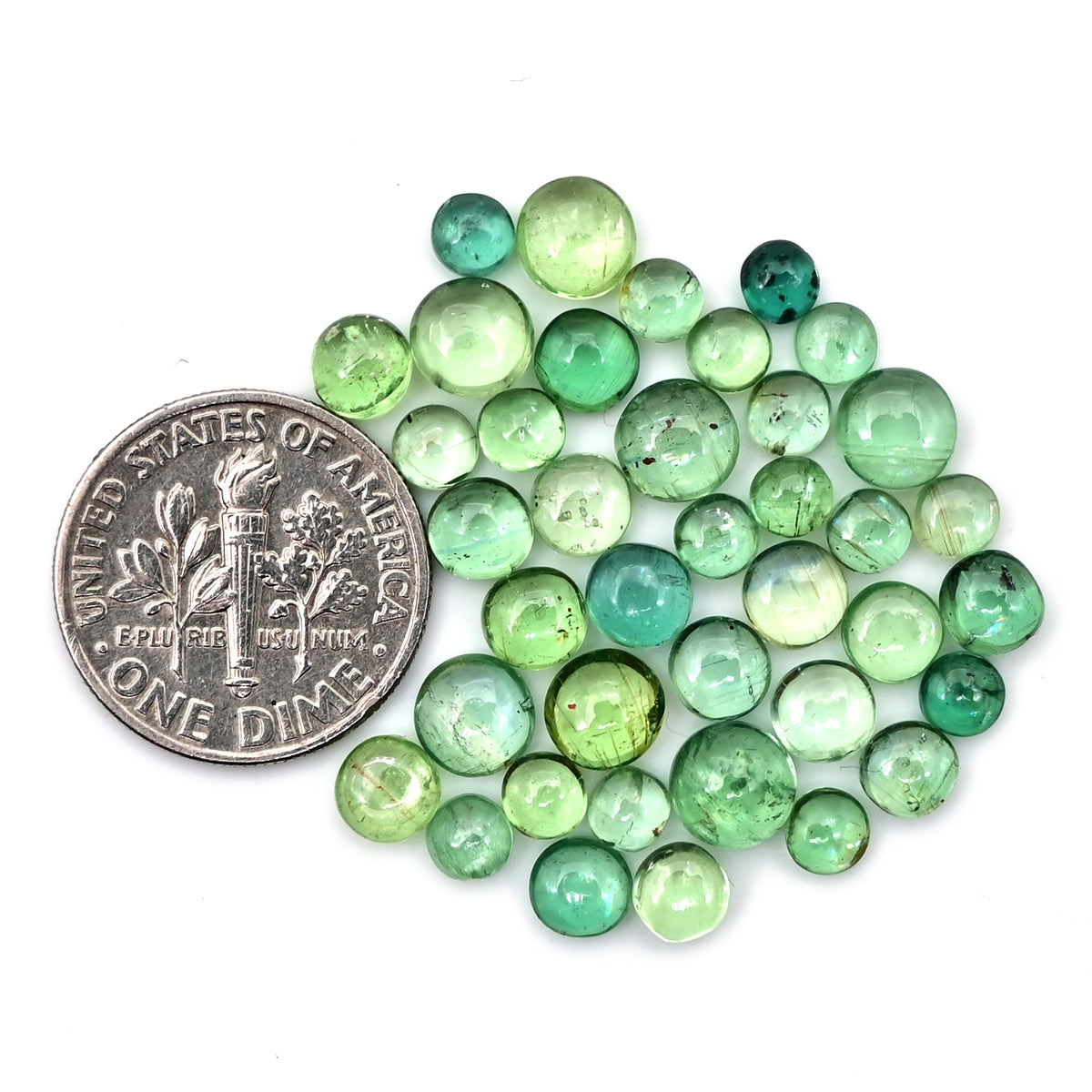 Green Kyanite Round Cabochon | Natural Flatback Loose Gemstones for Jewelry Making - 39 Pieces