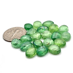 Green Kyanite Smooth Cabochon | Natural Flatback Loose Gemstones for Jewelry Making - 20 Pieces