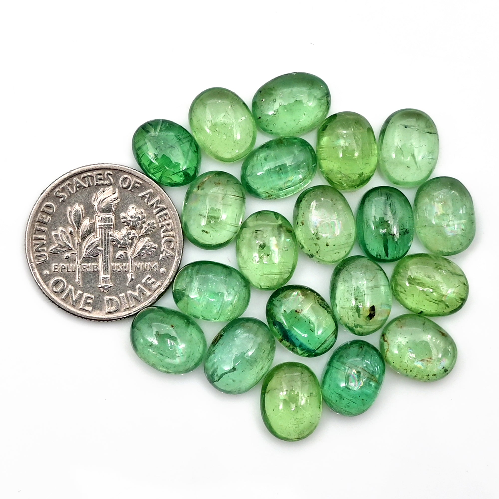 Green Kyanite Smooth Cabochon | Natural Flatback Loose Gemstones for Jewelry Making - 20 Pieces