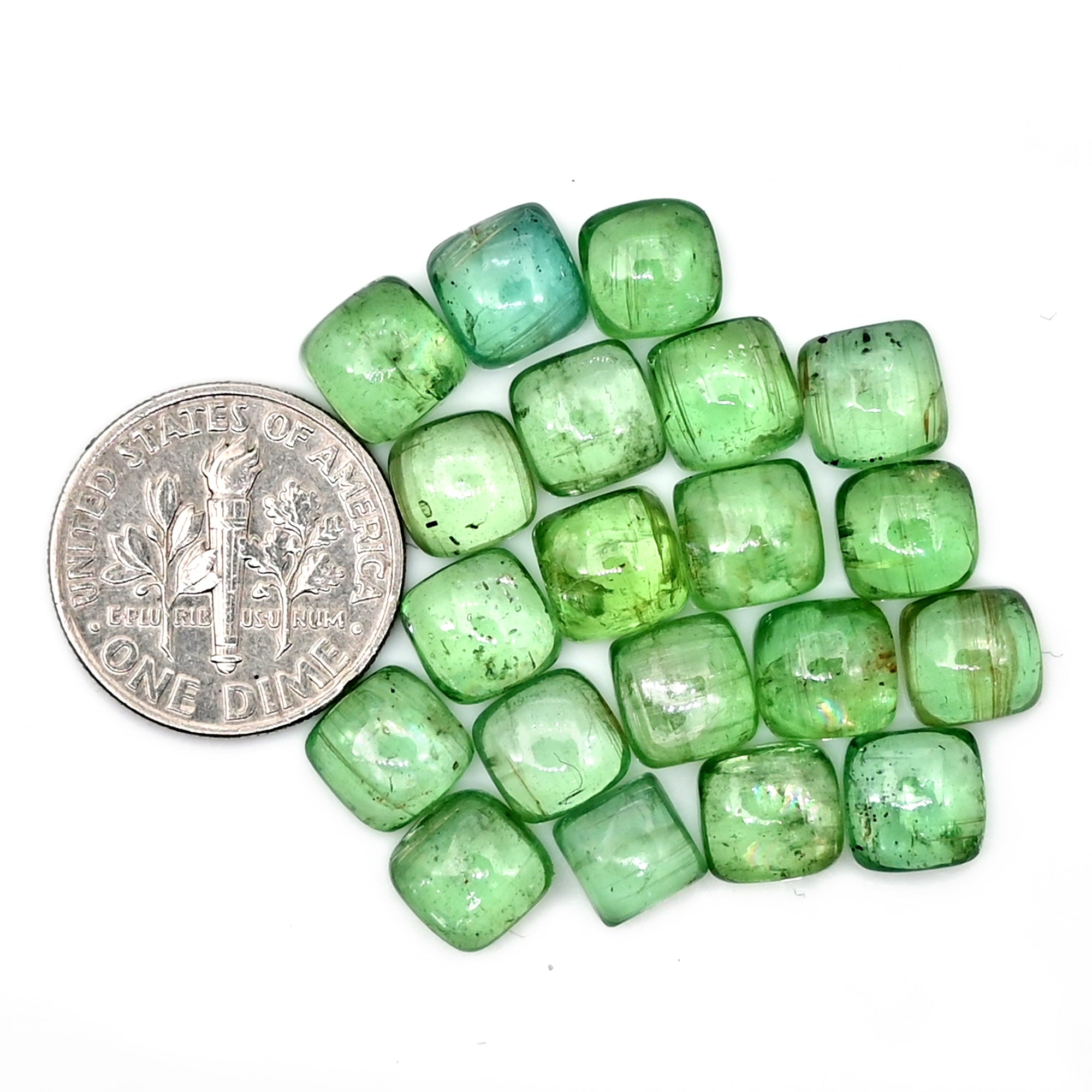 Green Kyanite Smooth Cabochon | Natural Flatback Loose Gemstones for Jewelry Making - 20 Pieces
