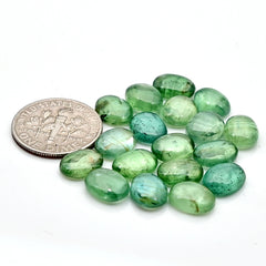 Green Kyanite Smooth Cabochon | Natural Flatback Loose Gemstones for Jewelry Making - 18 Pieces