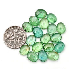 Green Kyanite Smooth Cabochon | Natural Flatback Loose Gemstones for Jewelry Making - 18 Pieces
