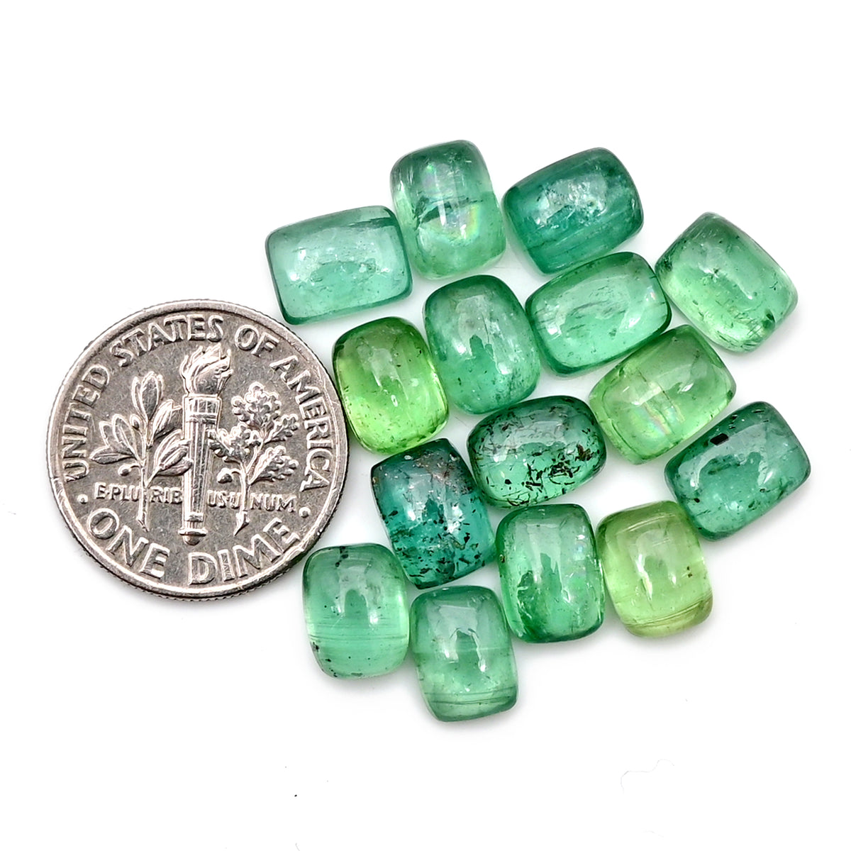 Green Kyanite Smooth Cabochon | Natural Flatback Loose Gemstones for Jewelry Making - 15 Pieces