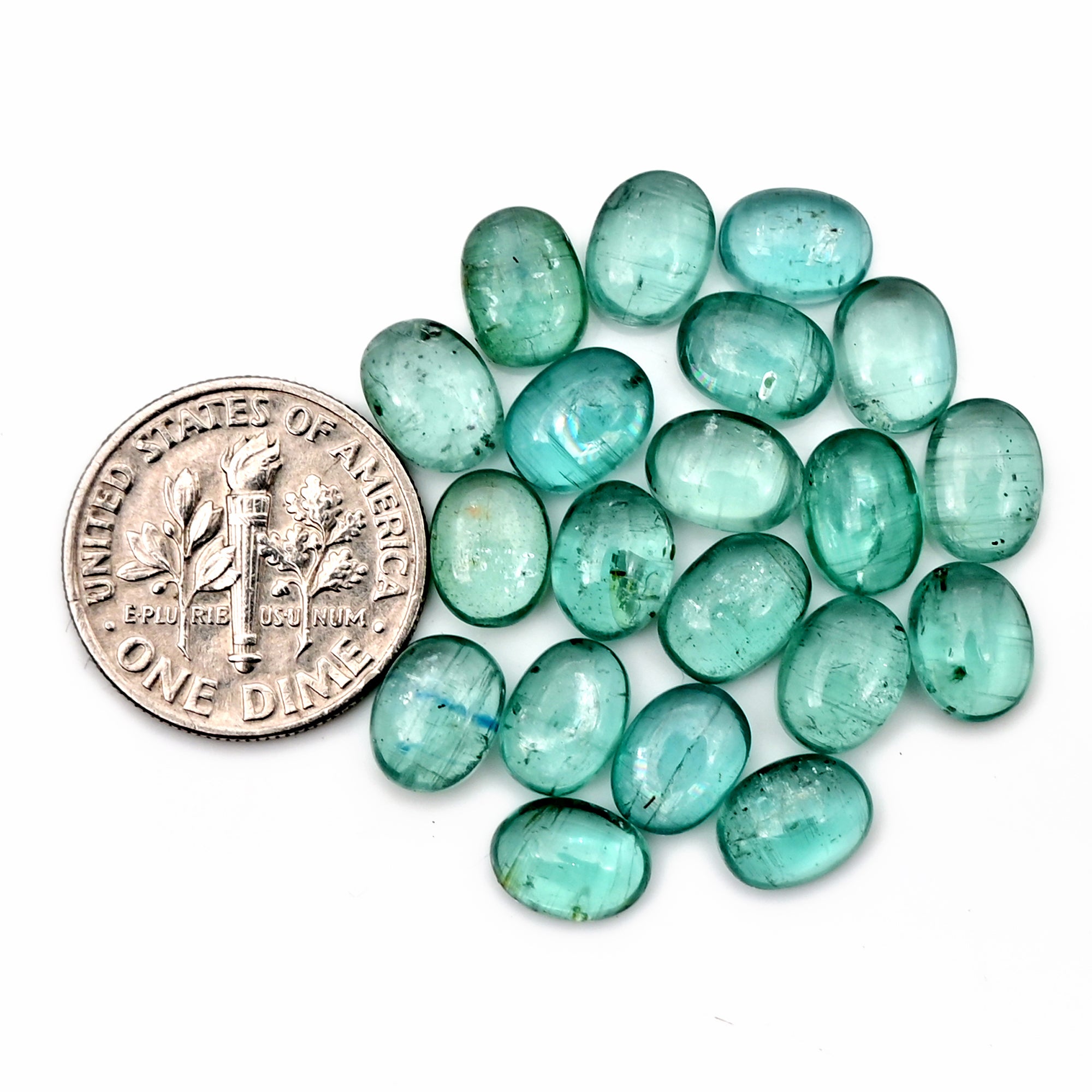 Aqua Green Kyanite Cabochon | Natural Flatback Loose Gemstones for Jewelry Making - 20 pieces