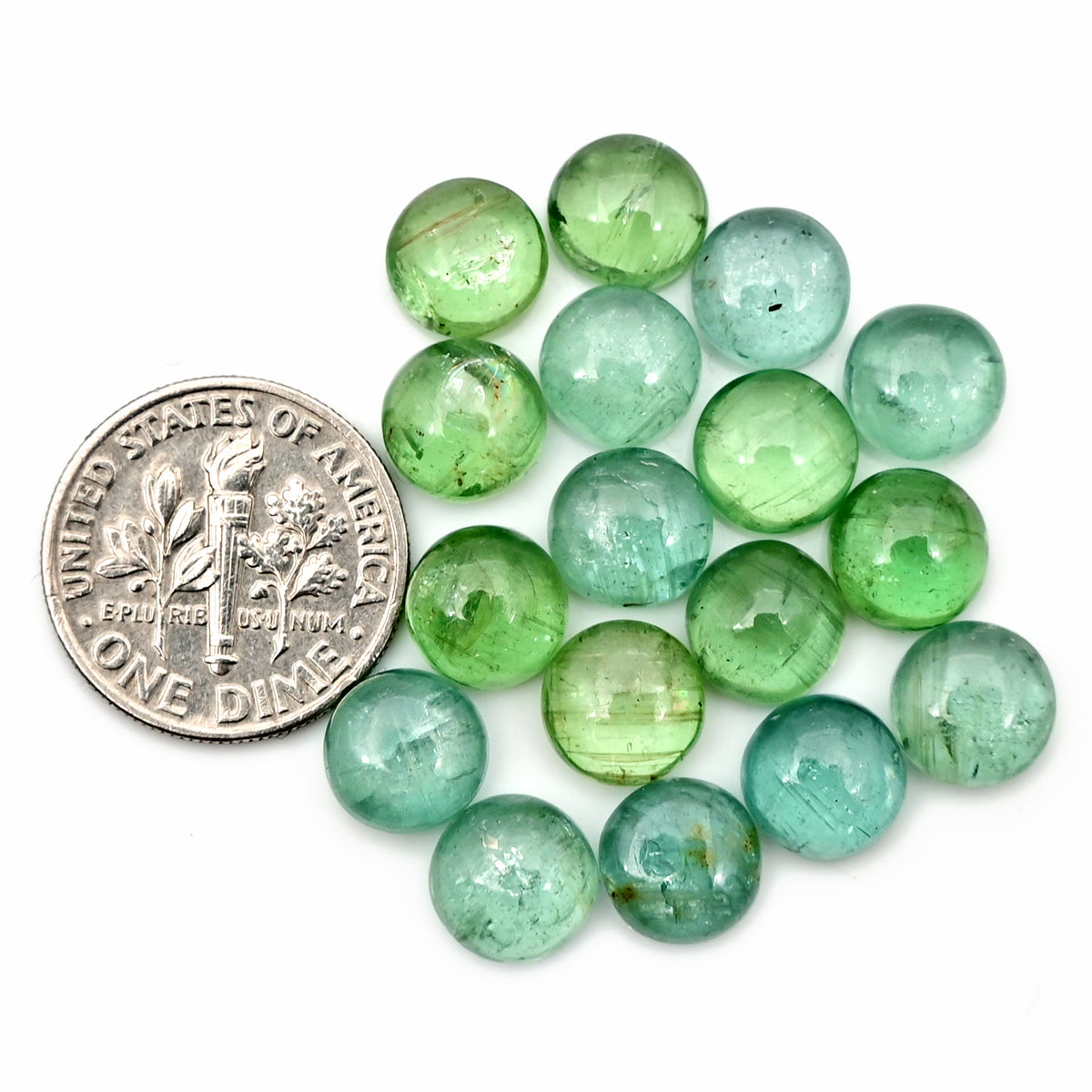 Green Kyanite Smooth Cabochon | Natural Flatback Loose Gemstones for Jewelry Making - 17 Pieces