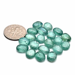 Aqua Green Kyanite Cabochon | Natural Flatback Loose Gemstones for Jewelry Making - 20 pieces