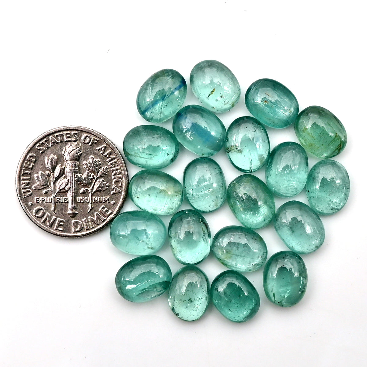 Aqua Green Kyanite Cabochon | Natural Flatback Loose Gemstones for Jewelry Making - 20 pieces