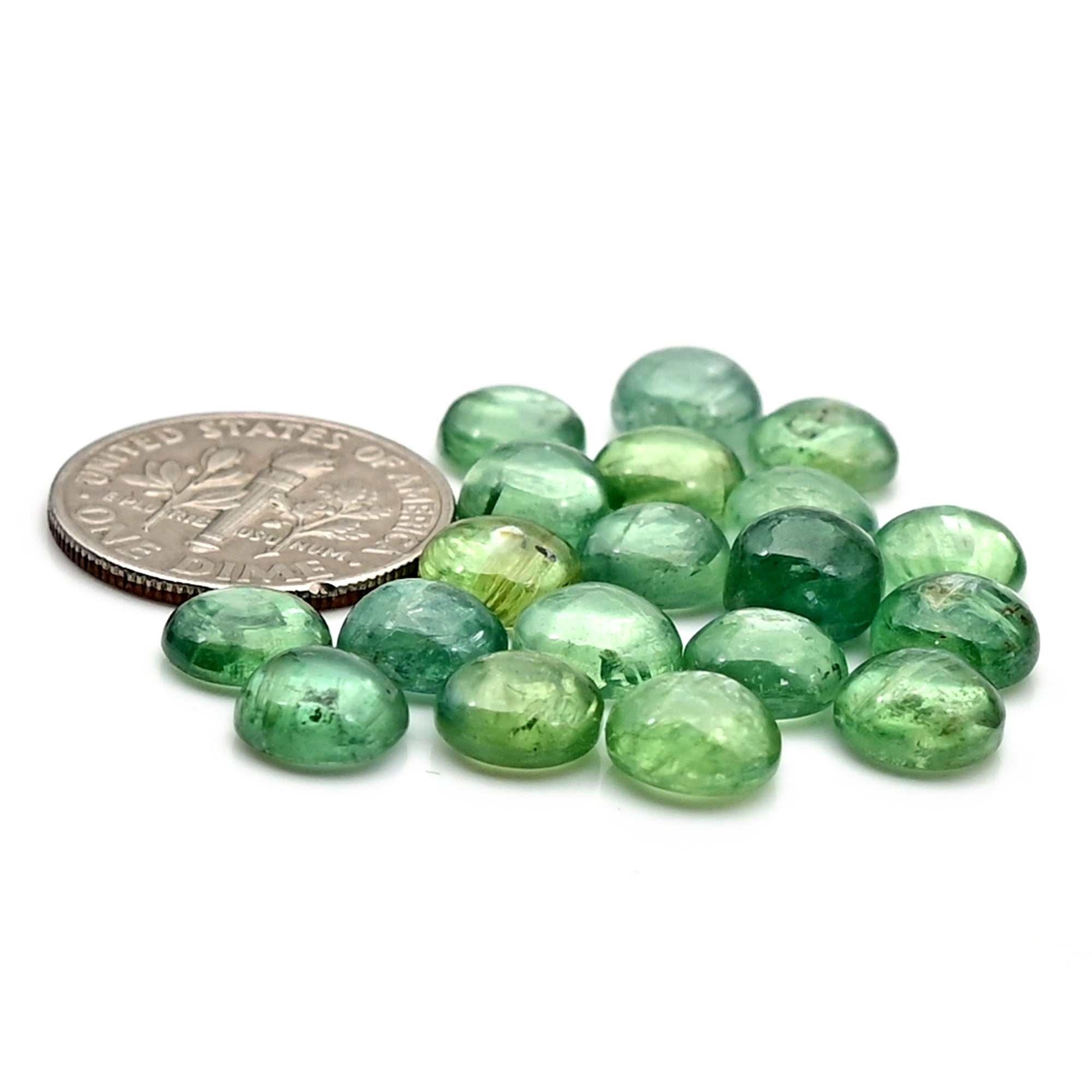 Green Kyanite Smooth Cabochon | Natural Flatback Loose Gemstones for Jewelry Making - 19 Pieces