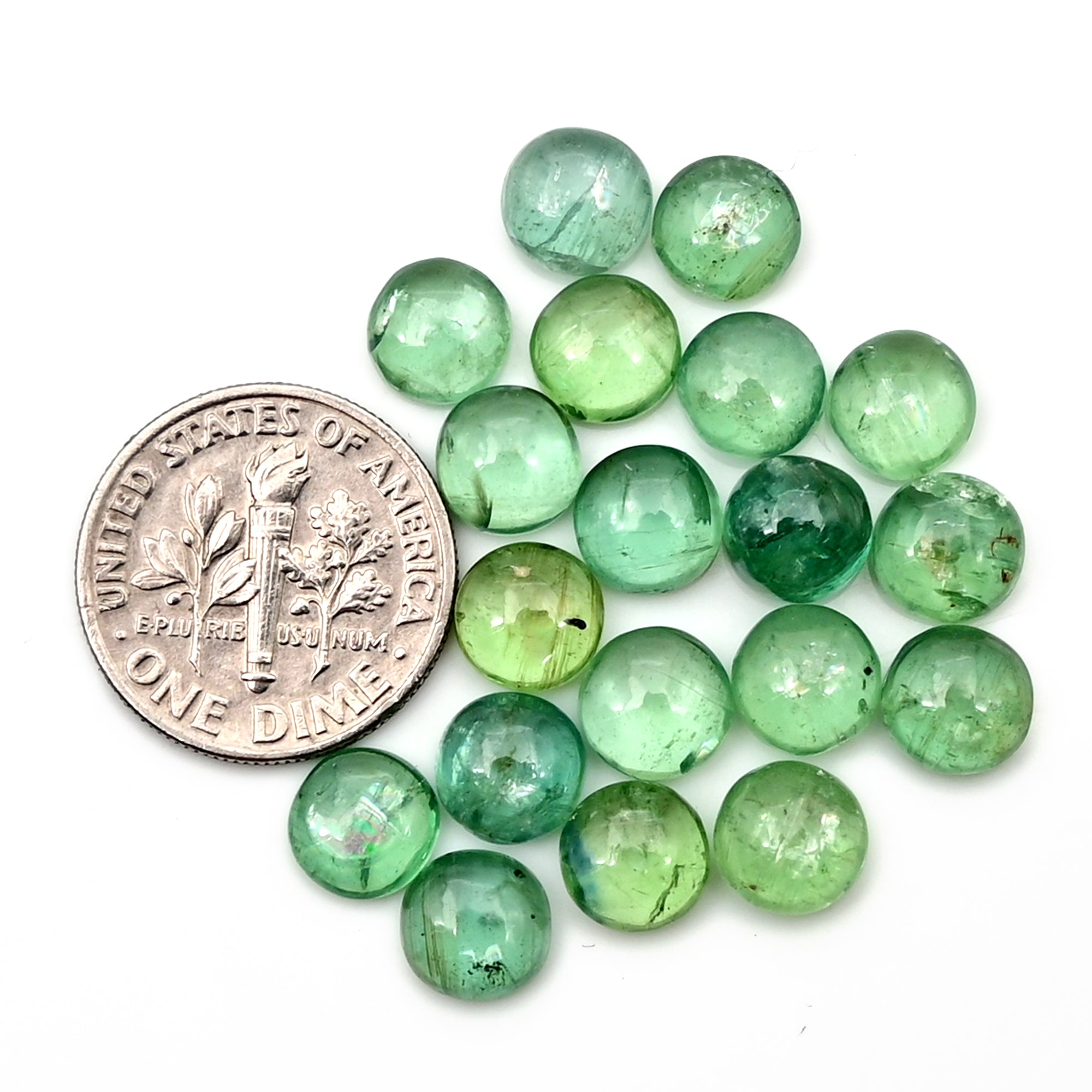 Green Kyanite Smooth Cabochon | Natural Flatback Loose Gemstones for Jewelry Making - 19 Pieces