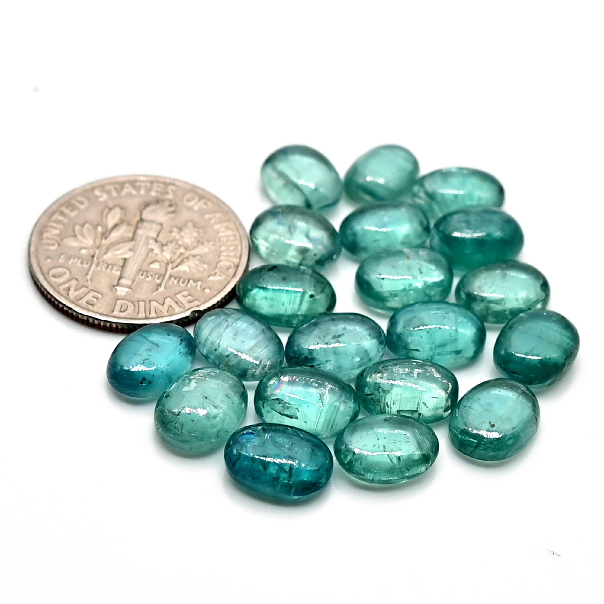 Aqua Green Kyanite Cabochon | Natural Flatback Loose Gemstones for Jewelry Making - 20 pieces