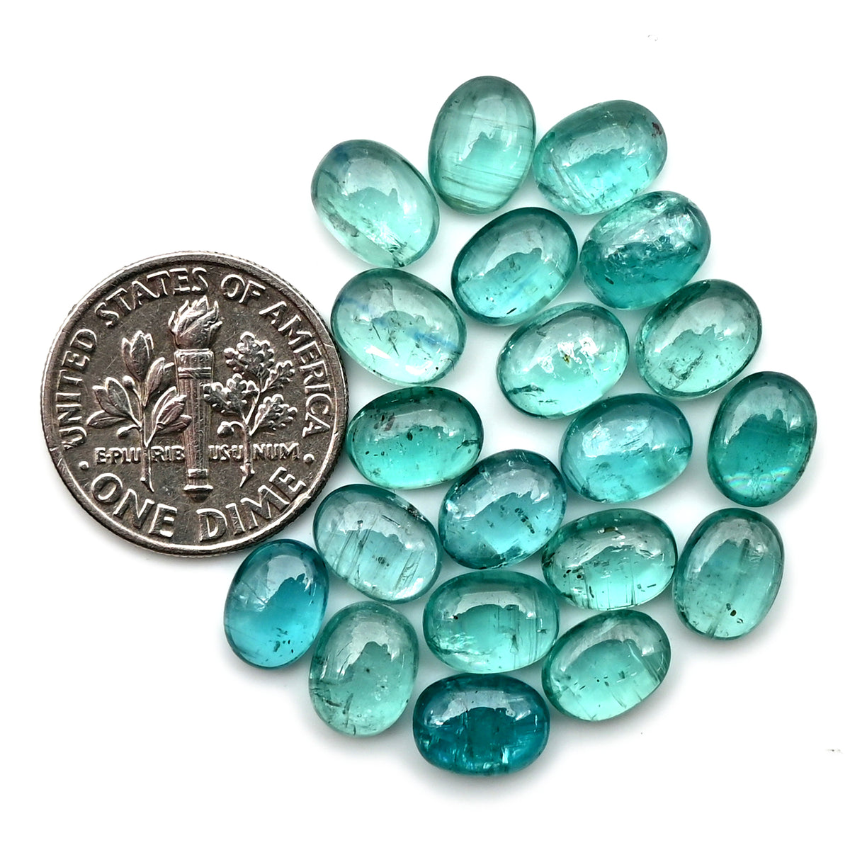 Aqua Green Kyanite Cabochon | Natural Flatback Loose Gemstones for Jewelry Making - 20 pieces