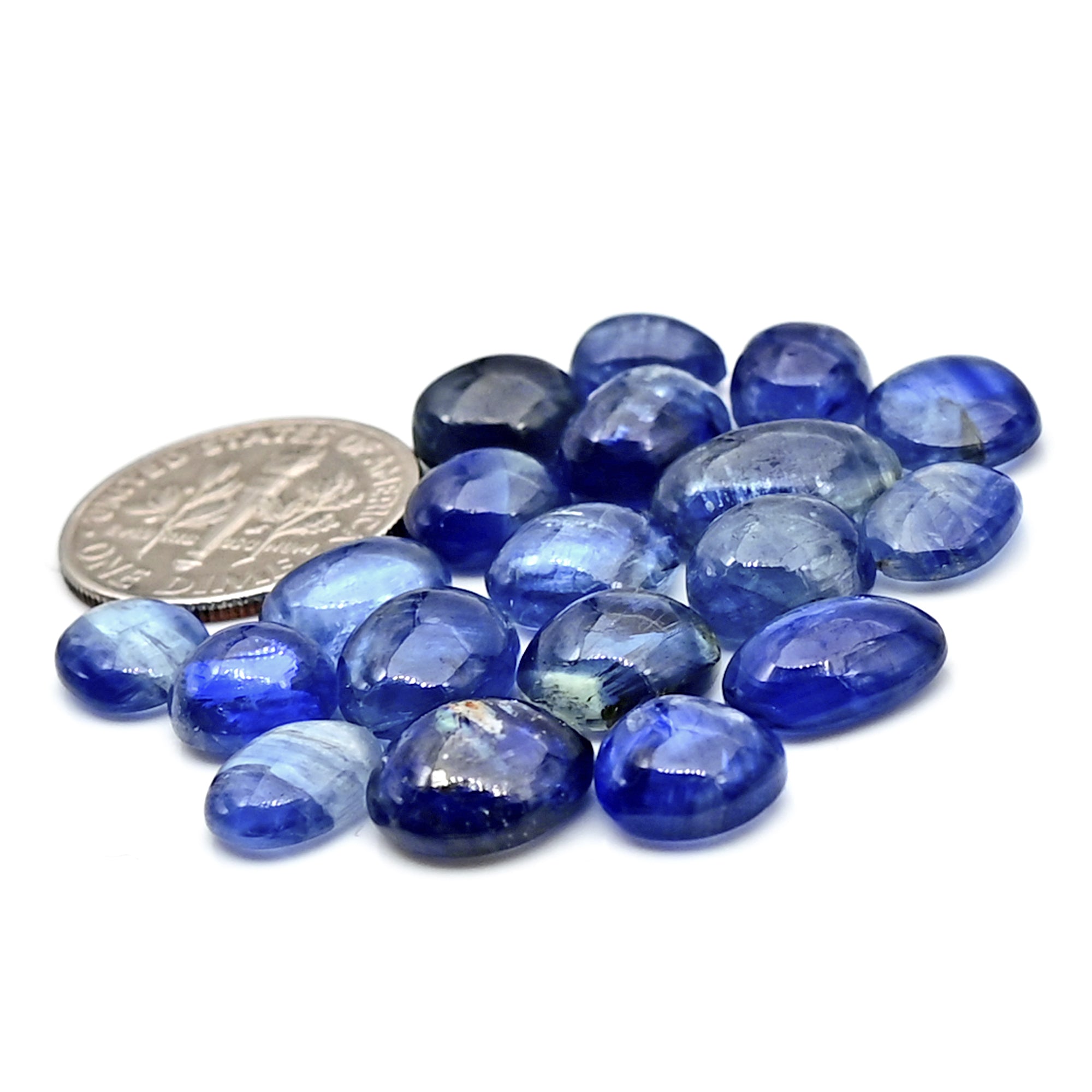 Blue Kyanite Cabochon | Natural Flatback Loose Gemstones for Jewelry Making - 19 Pieces