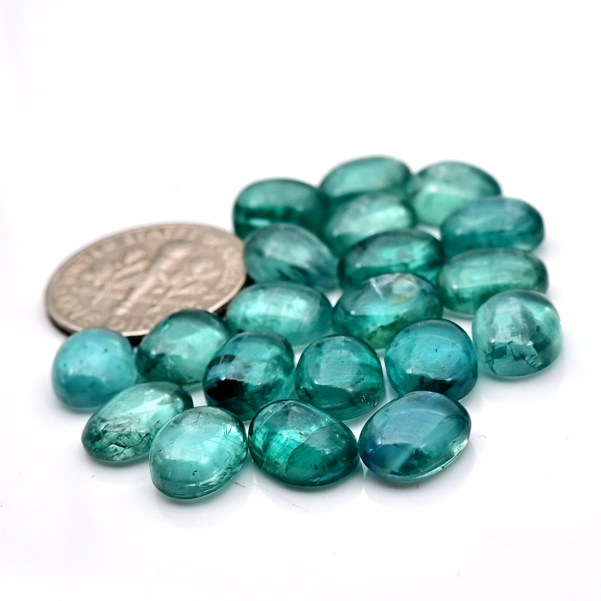 Aqua Green Kyanite Cabochon | Natural Flatback Loose Gemstones for Jewelry Making - 20 pieces